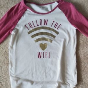 Children's Pink and white long sleeve shirt L